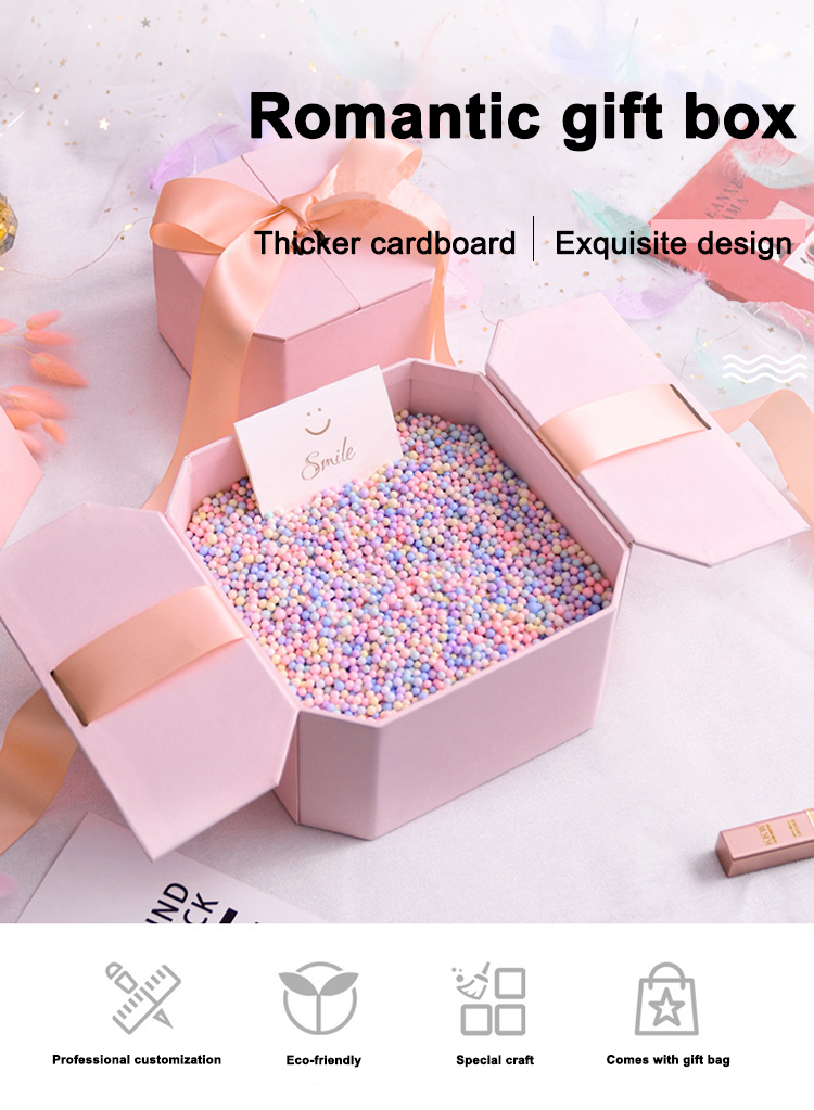 Custom Packaging Box Luxury Wedding Gift Box Heart Shape Cardboard Gift Box With Ribbon