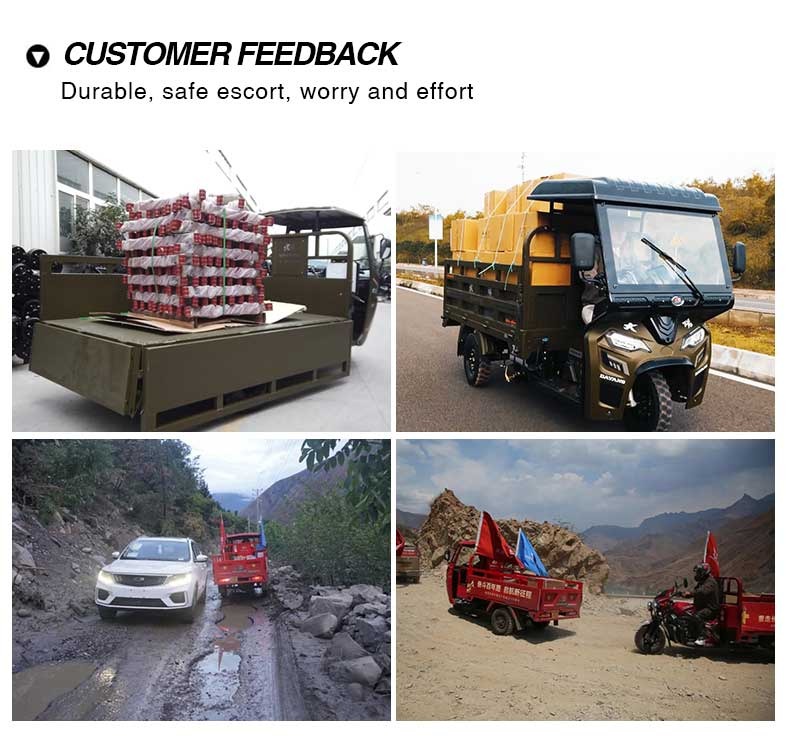168 Full Floating Rear-Axle Gasoline Motorized Tricycles for Semi Cabin Cargo in Tunisia