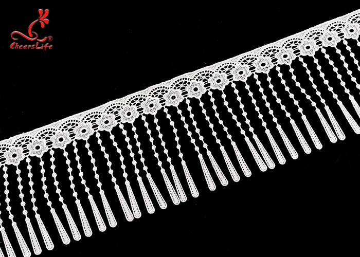 12Cm Polyester Water Soluble Lace Chemical White Fringe Tassel Embroidered Trim Ribbon
