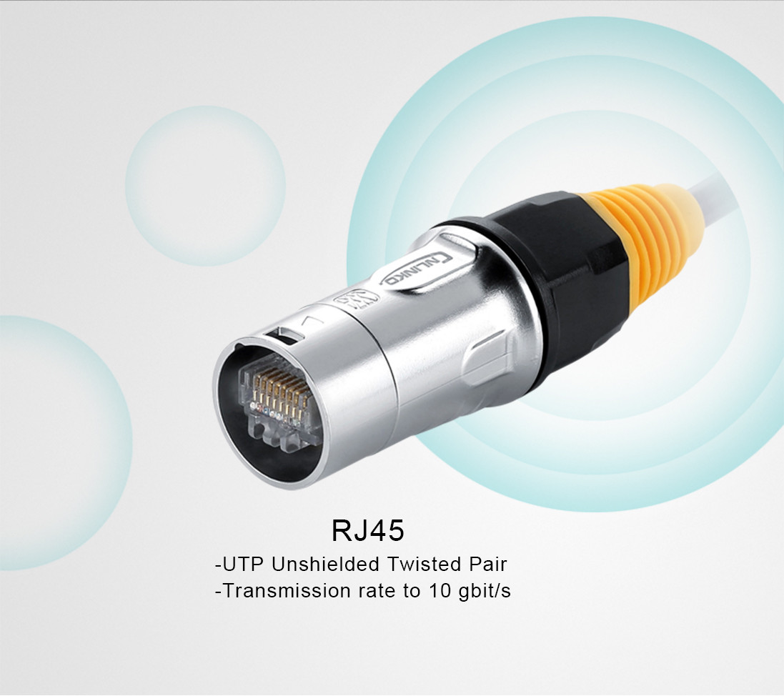 IP65 waterproof amp CAT6 RJ45 Panel Mount Socket Ethernet Connector