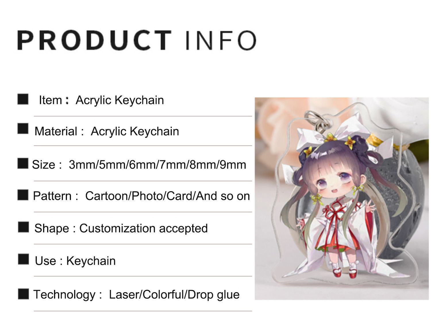 Customized Christmas Keychain with Metal Ring and Transparent Snowman Print