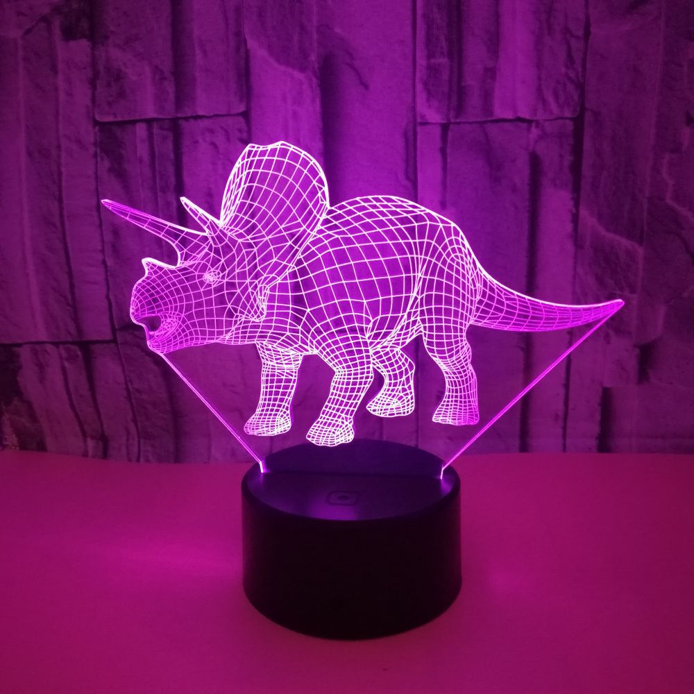 Foreign trade new dinosaur 3D night light Colorful touch LED visual light Gift atmosphere LED stereo table lamp