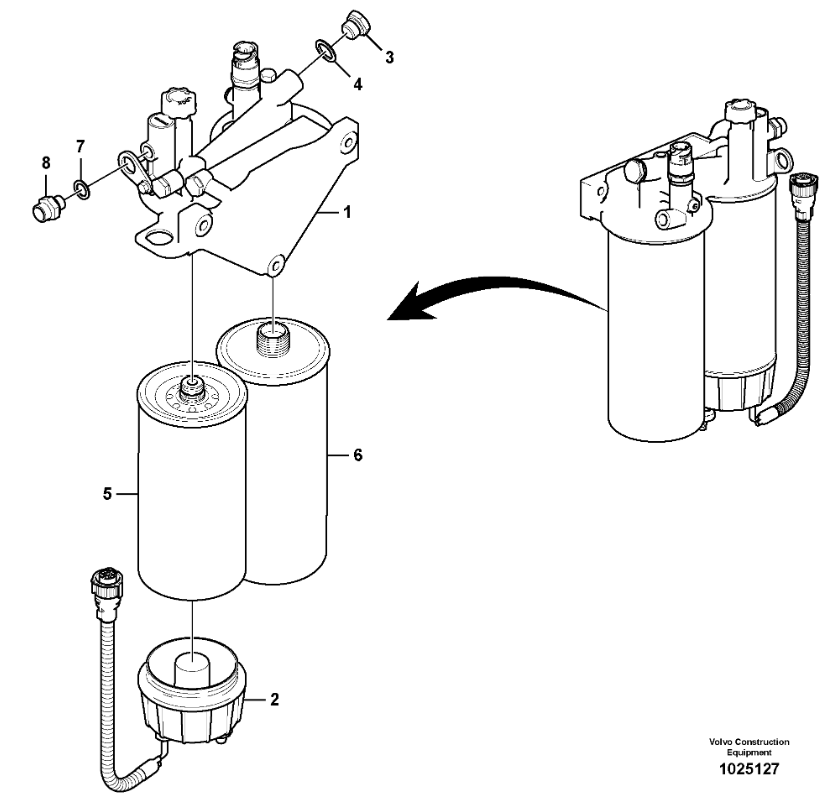 VOE11110683 11110683 Fuel Filter Excavator Spare Parts For EC330C EC360C