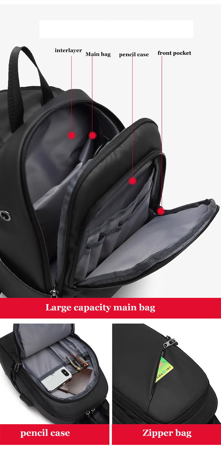 7.9 Inch IPAD USB Charging Shoulder Travel Sling Bag 18*10*30cm