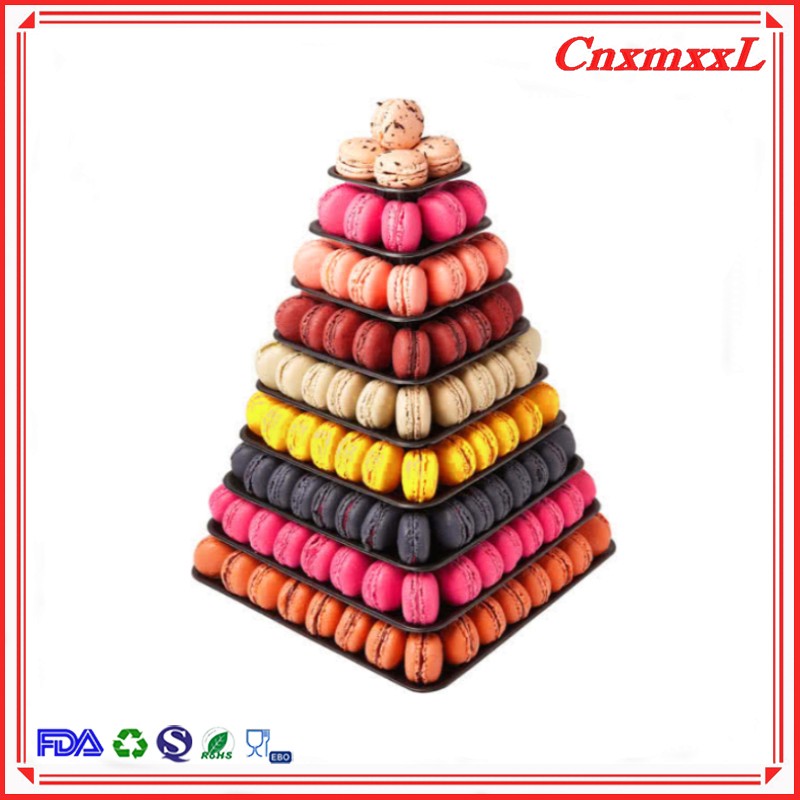 25cm Round Plastic Macaron Packaging 35pcs Clear 4 Tier Dessert Tower