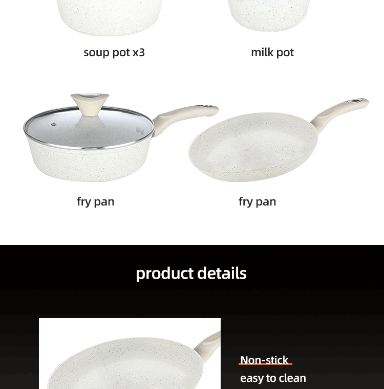 New Design 11 Pieces White Aluminum Pans And Pots Induction Non Stick Cookware Set With Bakelite Handle