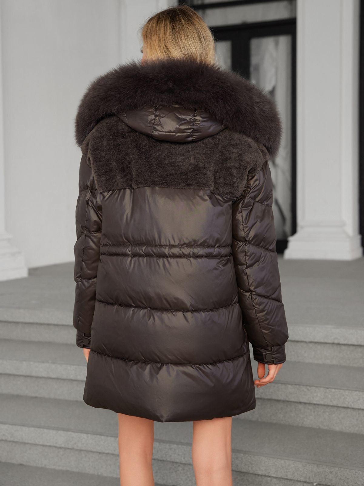 Luxurious Real Fox Fur Collar · Thickened Warmth Essential, raccoon fur, middle length, women winter down coat, bio-down coat,