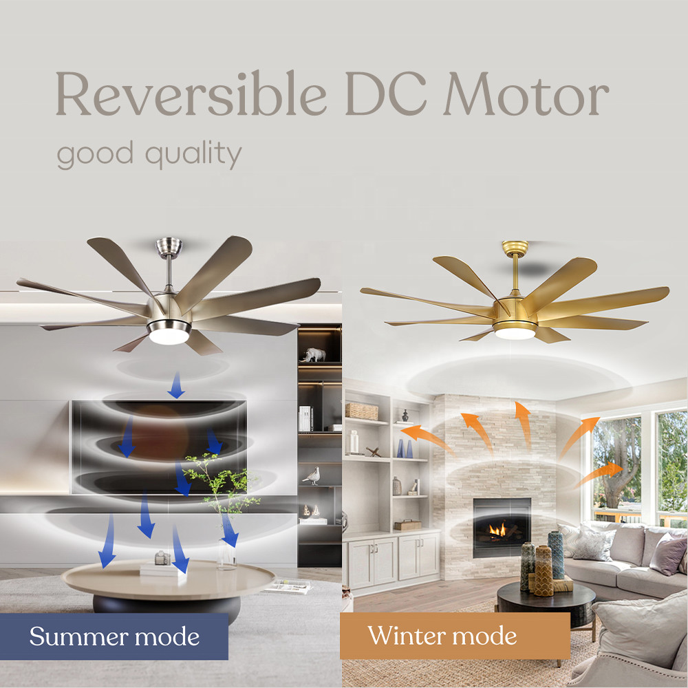 60 Inch ABS 8 Blade Luxury Modern Nordic Ceiling Fan , BLDC LED Ceiling Fan With Light