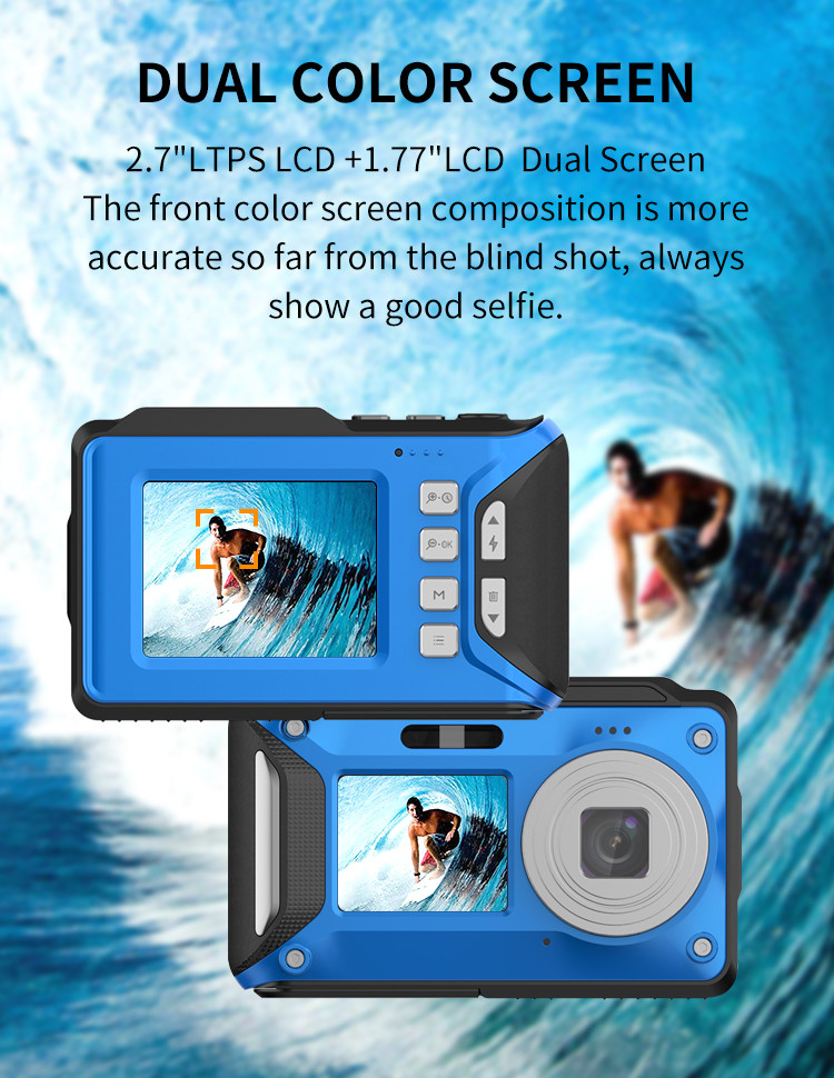 Real 4K Waterproof Video Camcorder USB 2.7" Dual Screen Zoom Function Mini DV