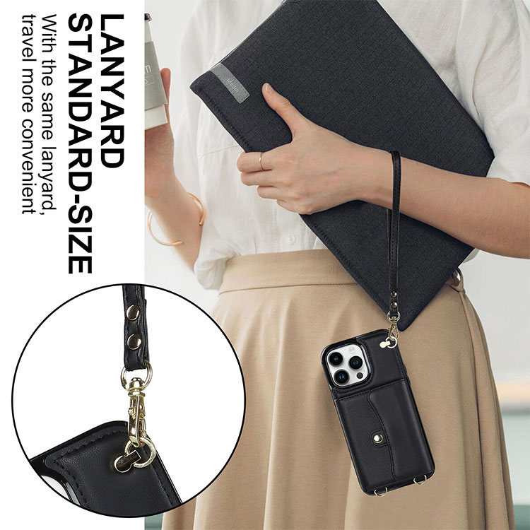 Iphone 13 12 15 14 Pro Max Mini Wallet Bag Card Holder Slim Case With Lanyard Y Support Wireless Charge