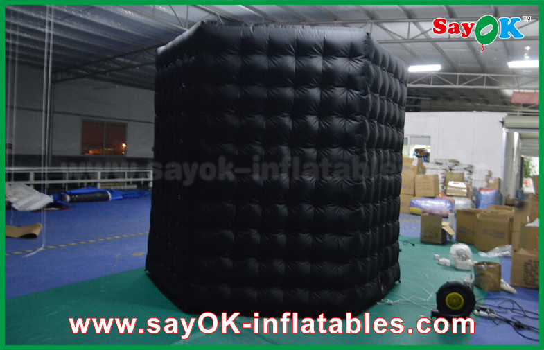 Portable Photo Booth 2.5m Inflatable Black Octagon Photo Booth WIth LED Light OXford Cloth