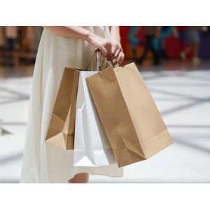 China Wholesale Shopping Paper Bag Recyclable Paper Bags with Handle Custom with Logo for Clothing Brands on sale