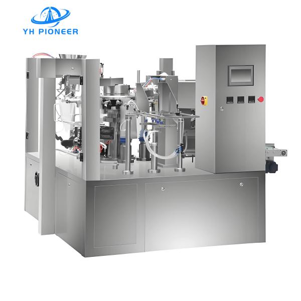 Flexible Rotary Pouch Packing Machine with Stainless Steel Contact Parts for