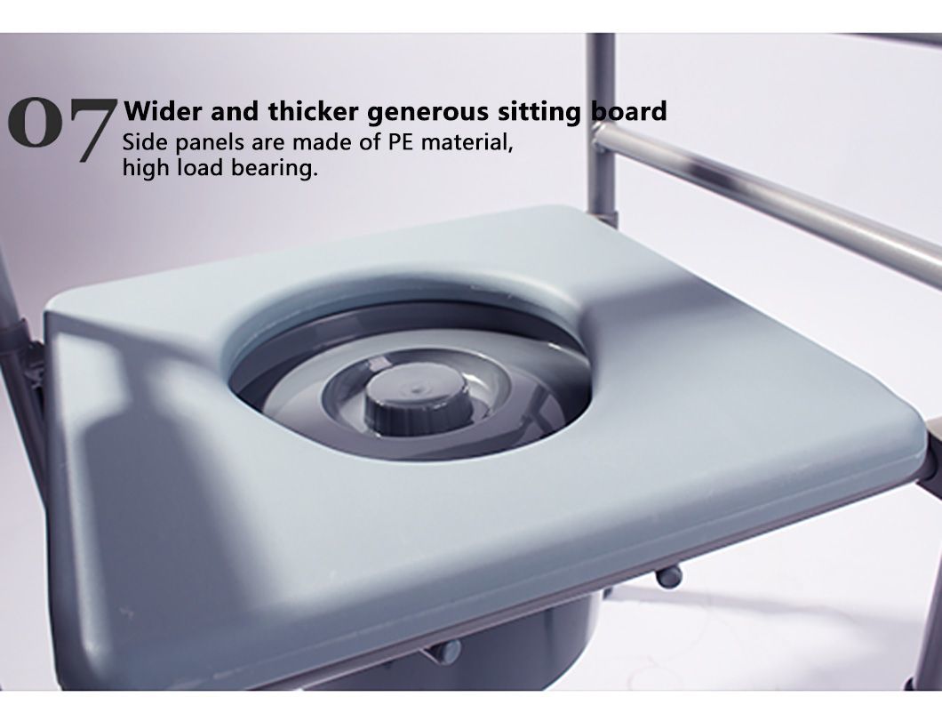 Height Adjustable Commode Toilet Chair Folding Commode Chair for Elderly Disabled