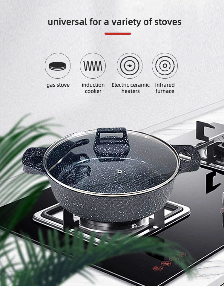 Europe Style Black Non Stick Aluminum Pot Sets Cookware With Glass Lid