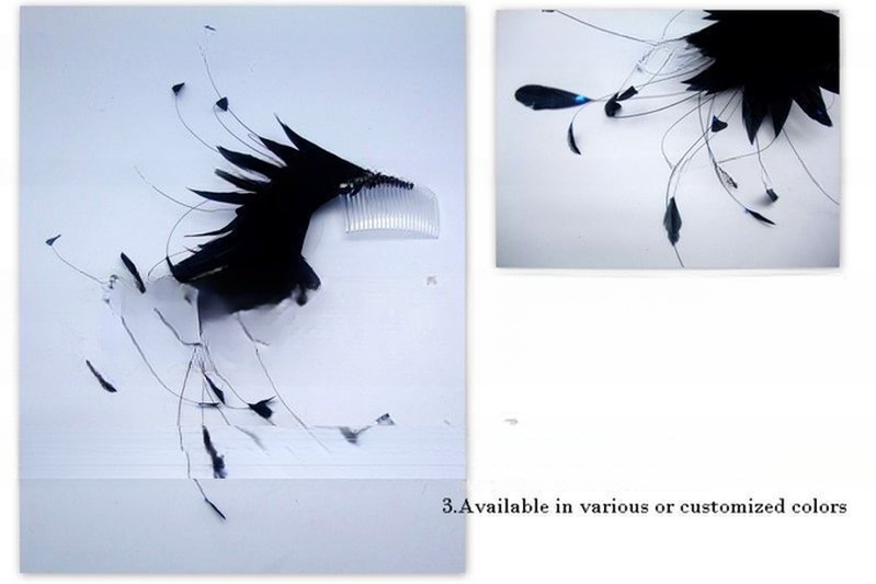 Stripped Goose Flower Feather Headband , Year Occasion Feather Flower Crown