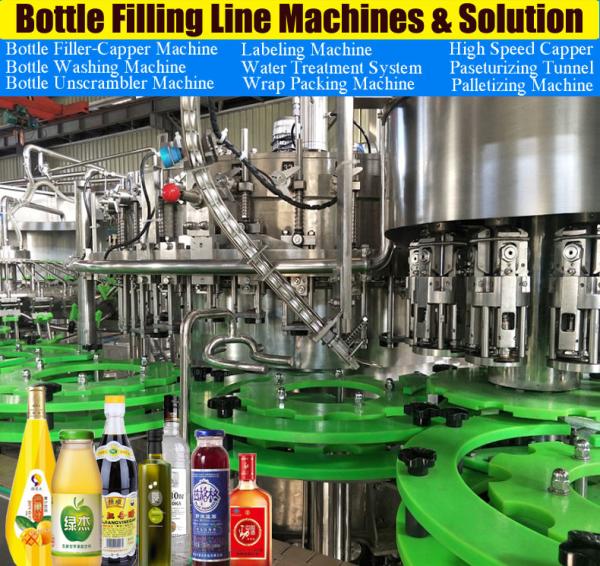 SGS Certified 10000BPH Glass Bottle Juice Filling Machine automatic tree in one