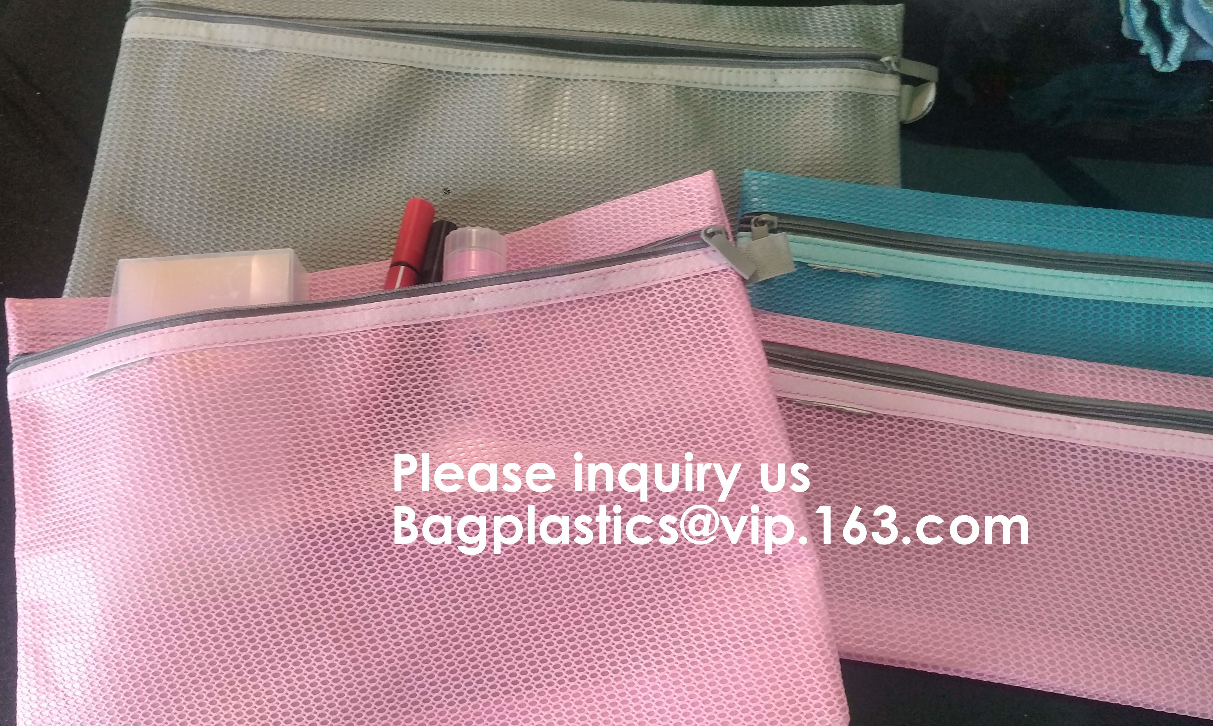 PVC A4/A5/A3 Waterproof Mesh Transparent Zipper File Folder Bag,A4 Double Zipper Mesh File Storage Bag With Color