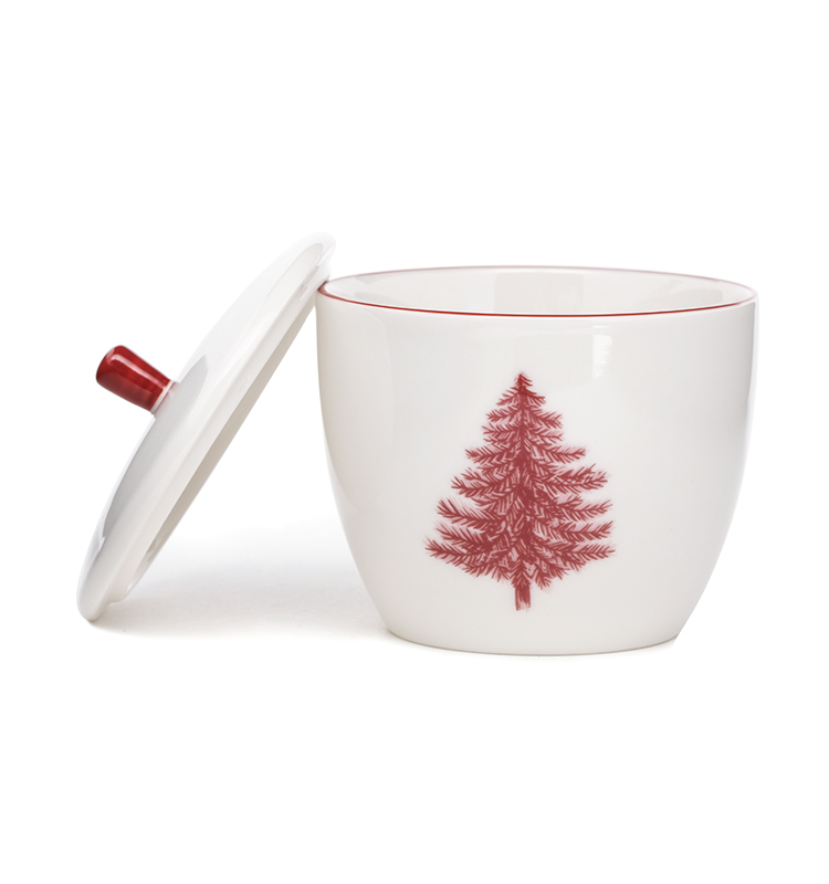 Christmas Kitchen Breakfast Porcelain Sugar And Creamer Set Container Ceramic With Lid And Holder