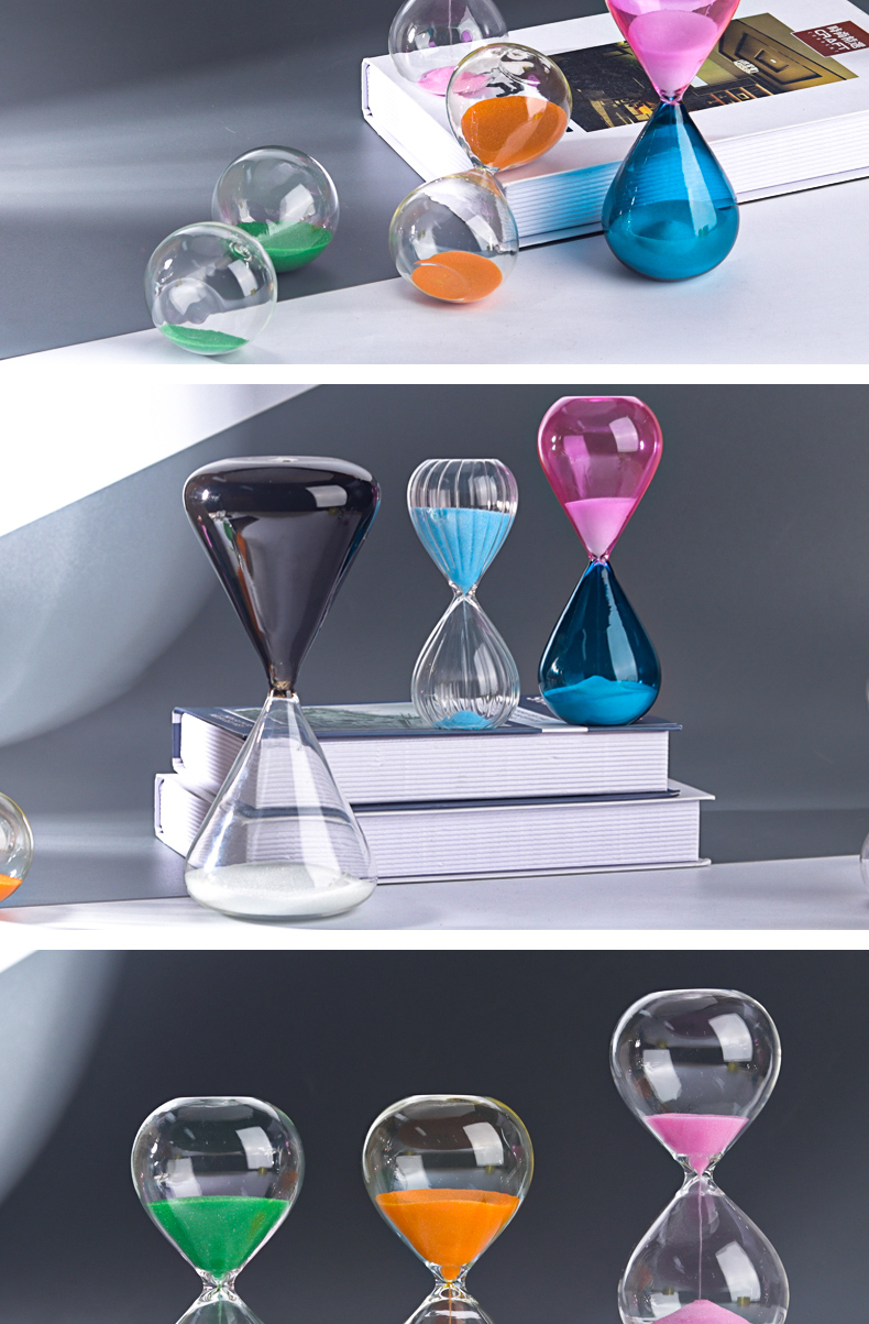 Hand Blown Hourglass , Colored Sand Hourglass Timer 5 Minute