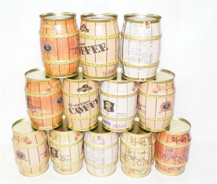 4 Color Coffee Tin Cans 500ml Milk Round Metal Container