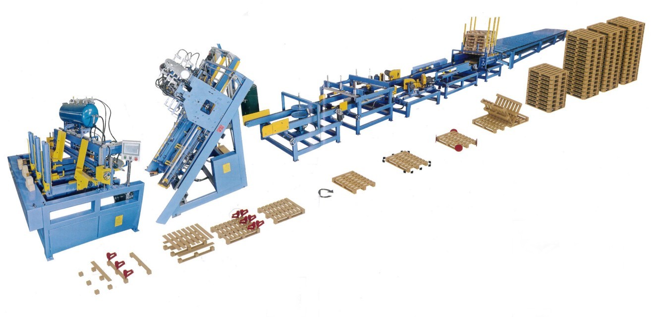 Automatic Euro Block Wood Pallet Nailing Production Line Automated Line For European Pallet Making Machine