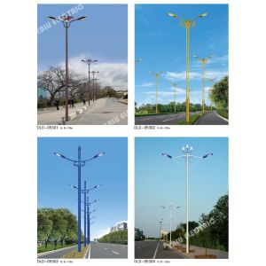 China Q235 double arm highway blue yellow taper 9m street lighting pole on sale