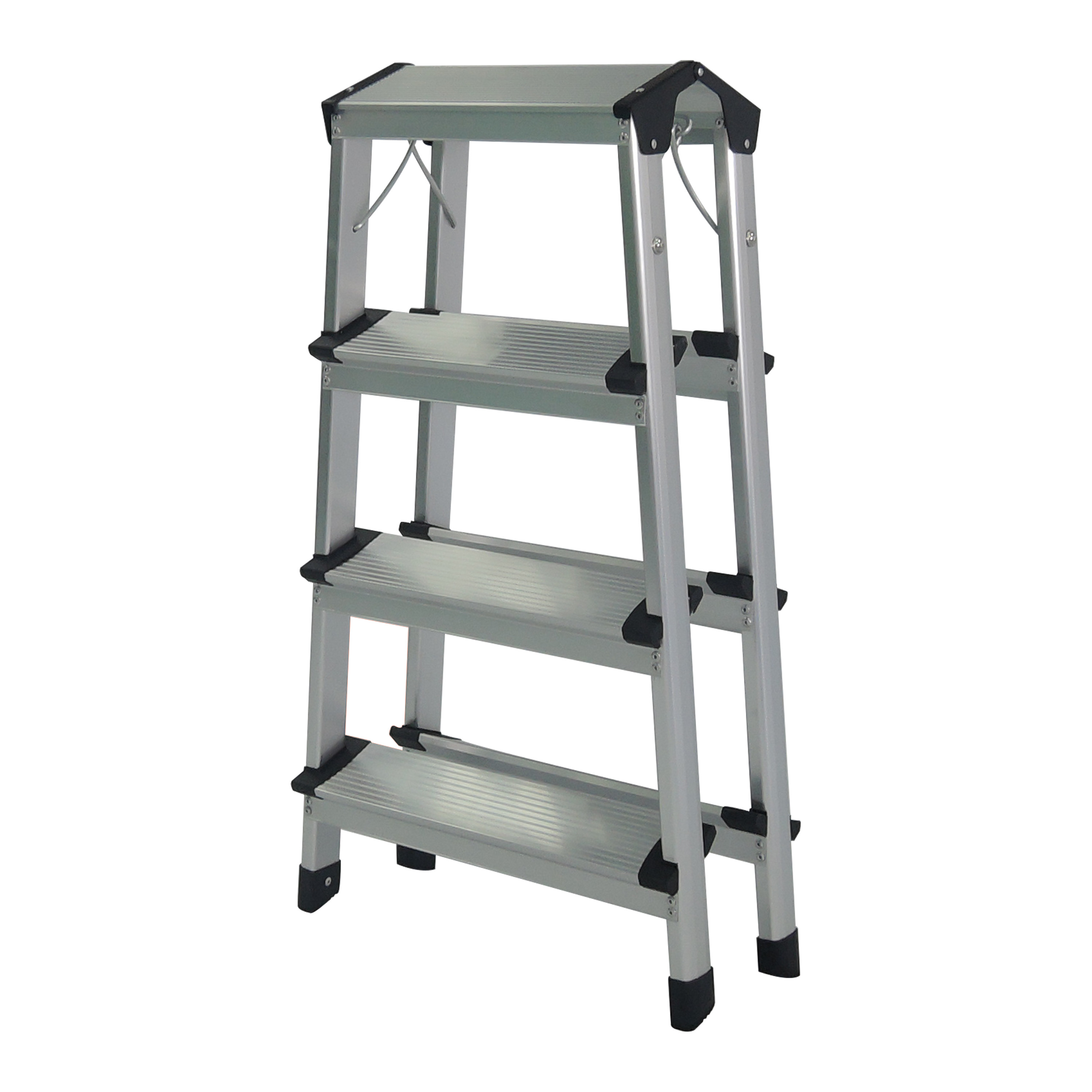 Double Sided Aluminum Step Stool Wide Pedal 4 Steps Slip Resistant