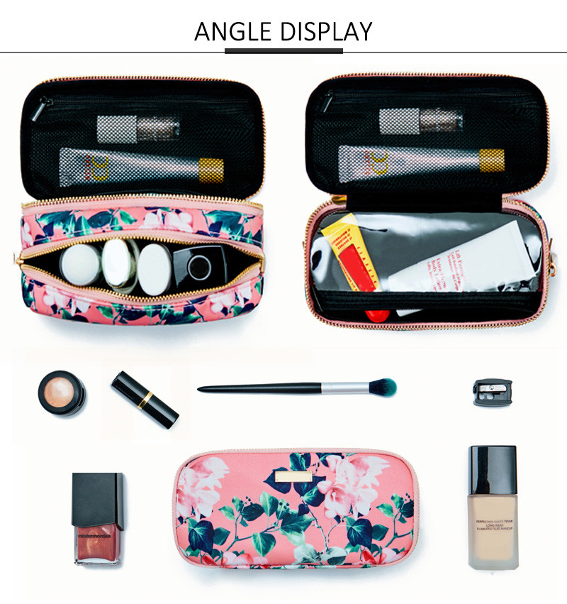 Wholesale Custom Vintage Floral Printed Waterproof Wash Cosmetic Bag