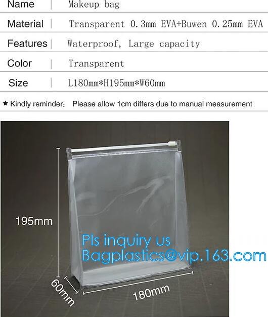 vinyl zipper pouch/Clear slider pouch/ vinyl slider bag, Frosted Zip lockkk bag EVA PVC hanger bag for clothes, EVA frost d
