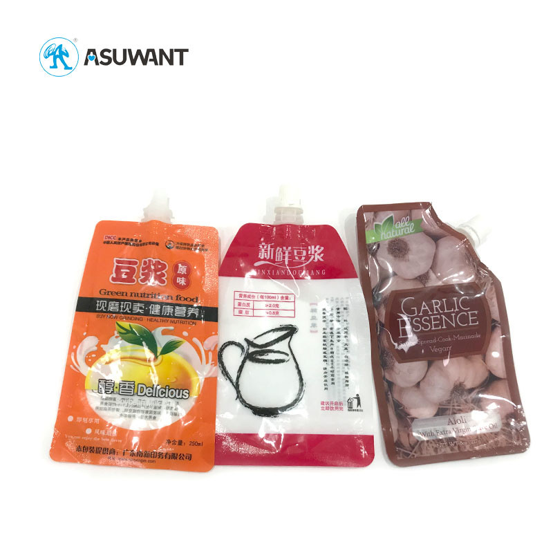 Food Grade Aluminum Foil Stand Up Spout Pouch Plastic Drinking Water Bag For Juice