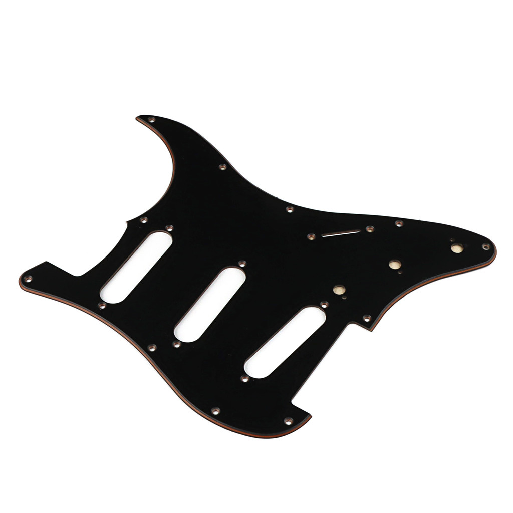 3Ply 11 Hole SSS Electric Guitar Pickguard Black Scratch Plate White Back Plate