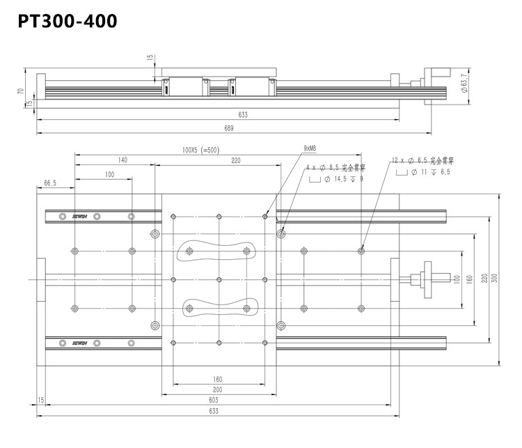 Hand Sliding Manual Linear Stage Large Table Top Load 100kg Displacement