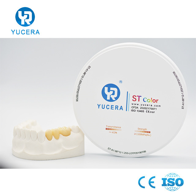 Pre Shaded Translucent Zirconia Blocks 1530C Sintering temperature for Inlay / Onlay