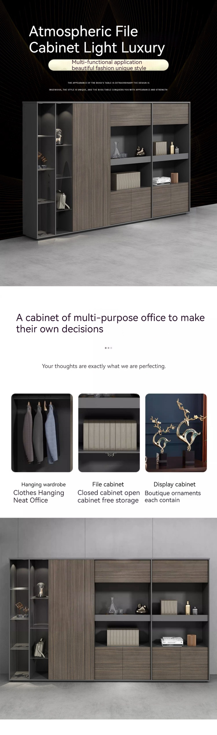 Business Premises Large Office Cabinets for Documents Books Certificates and Trophies