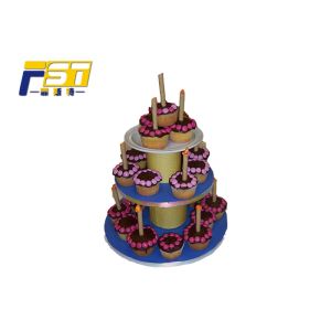 CMYK Printing 3 Tier Cardboard Cupcake Stand Customized Providing Mockup Design