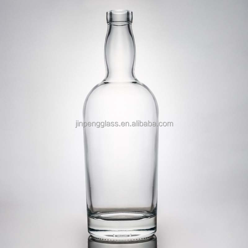 Base Material Glass Customized 500ml 700ml 750ml Super Flint Round Clear Glass Bottle