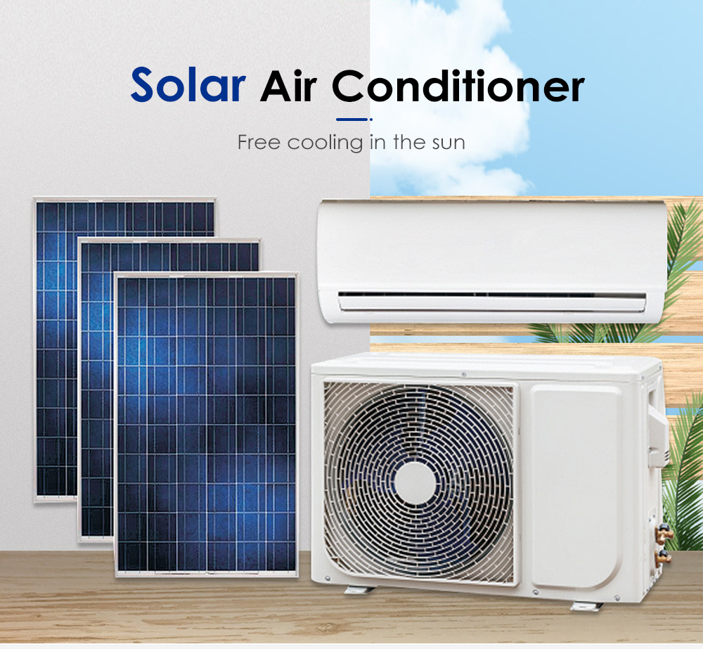 DC AC DUAL POWER 9000 BTU Amosolar Residential Solar Air Conditioner with Solar Panel Free Cooling in The Sun