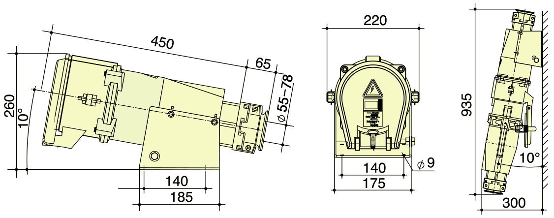 PowerSyntax 5P 630 Amp 415V IP67 Heavy Duty High Current Industrial Connector Wall Mounted Type Part No. 75142