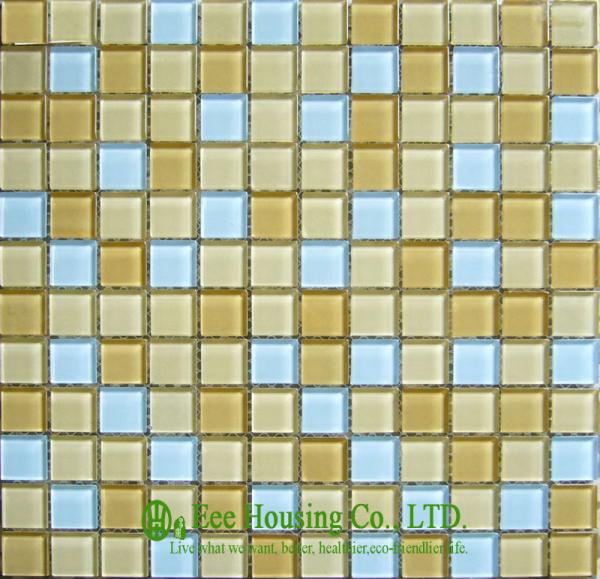 Mixed Color Glass Crystal Mosaic Tile for indoor &outdoor walls,Glass mosaic