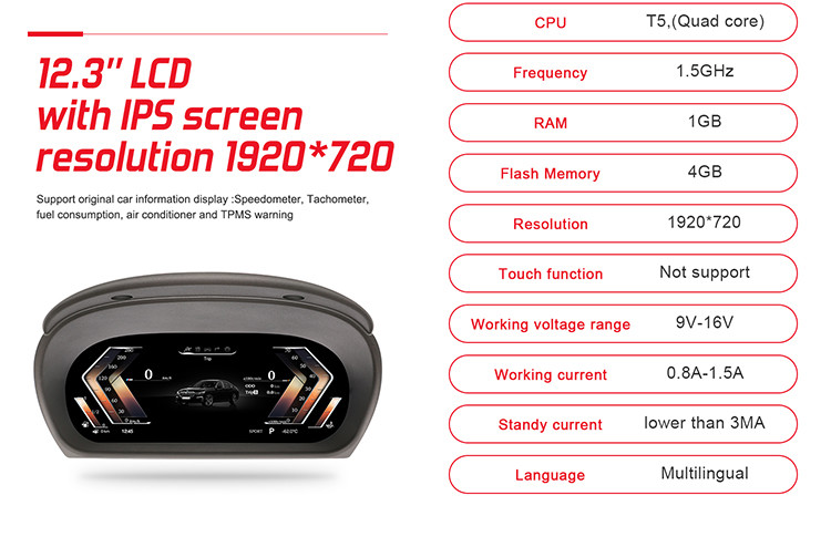 BMW E90 LCD Instrument Cluster With 12.3 Inch IPS Screen Display