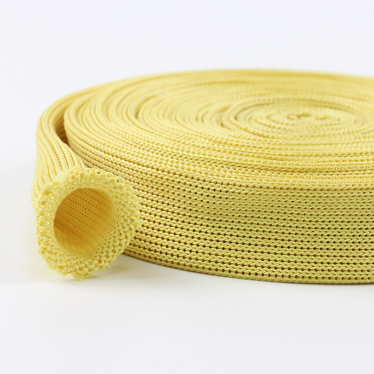 Knitted Fireproof Webbing Yellow 20mm Width Kevlar Tubular Webbing