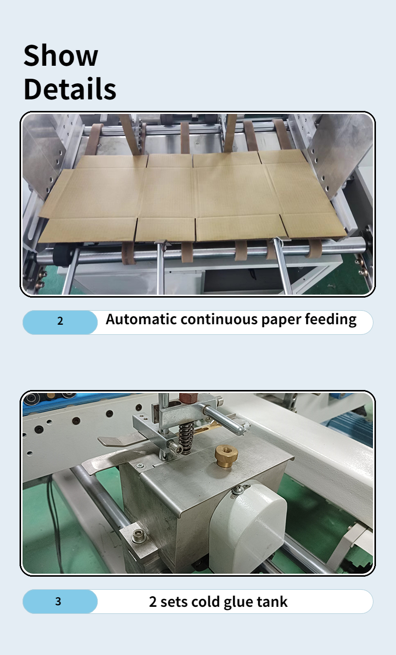 PLC Controlled CQT-800WK-1 Corrugated Paper Box Folder Gluer Machine for Box Packaging