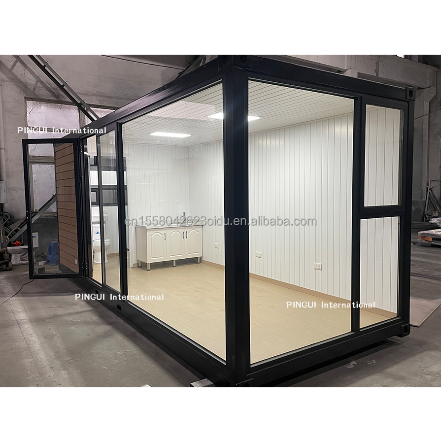 Galvanized Steel Bending 180g Prefabricated House 20ft Steel Structure Sunshine House with Garden and Wooden Mobile Design