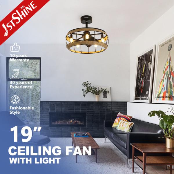 19 Inches Farmhouse Caged Bladeless Ceiling Fan With Light