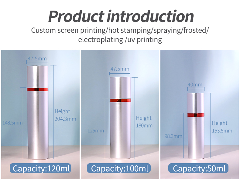 Cosmetic Empty Plastic Bottles 30 50 100 120ml Silver Pump Bottle Luxury For Skin Care