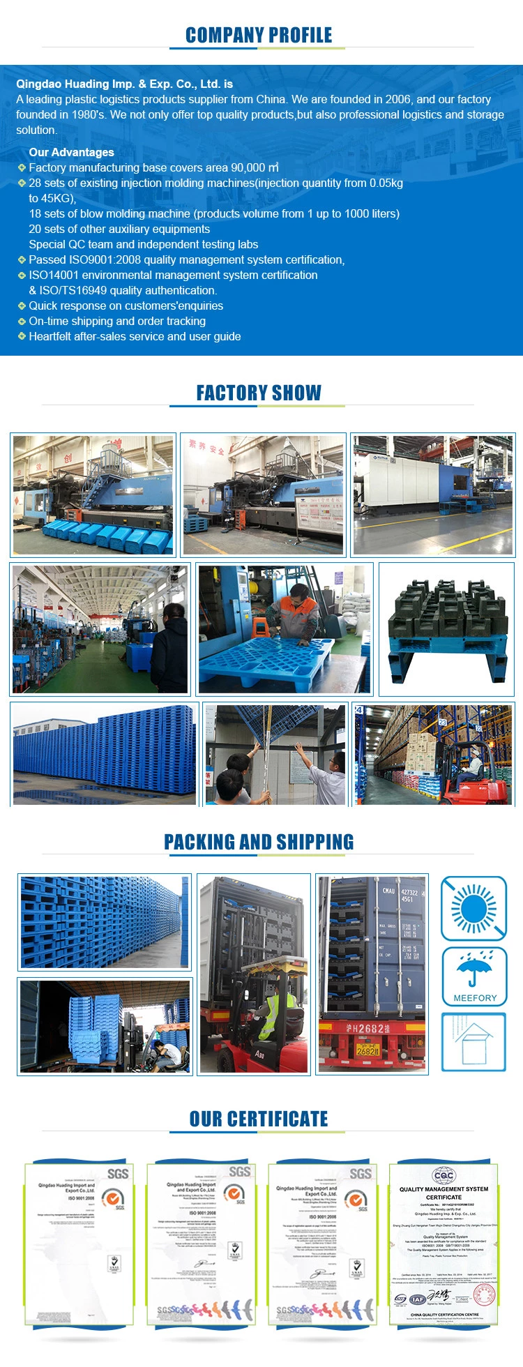 Cheap factory price euro pallet for transport pallets for warehouse plastic pallet load capacity