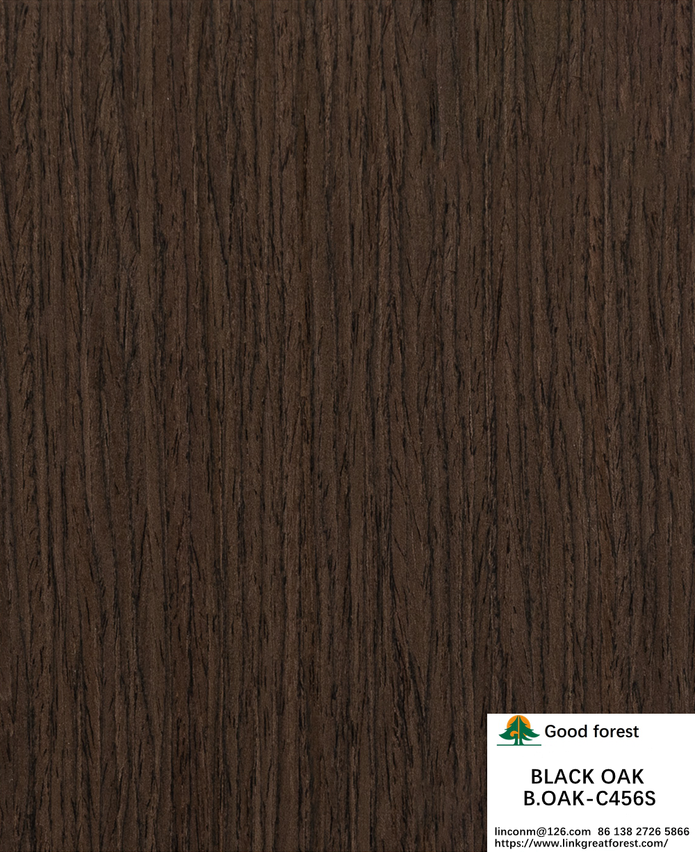 Fancy Engineered Wood Veneer Black Oak Straight Grain Slice Cut Splicing 1220mm