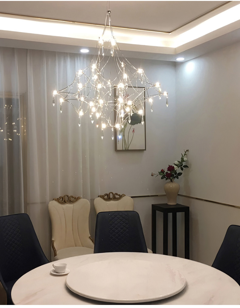 Modern Crystal Ceiling Chandelier Lighting Stainless Steel Fireflies Pendant Lamp nickel pendant light(WH-AP-542)