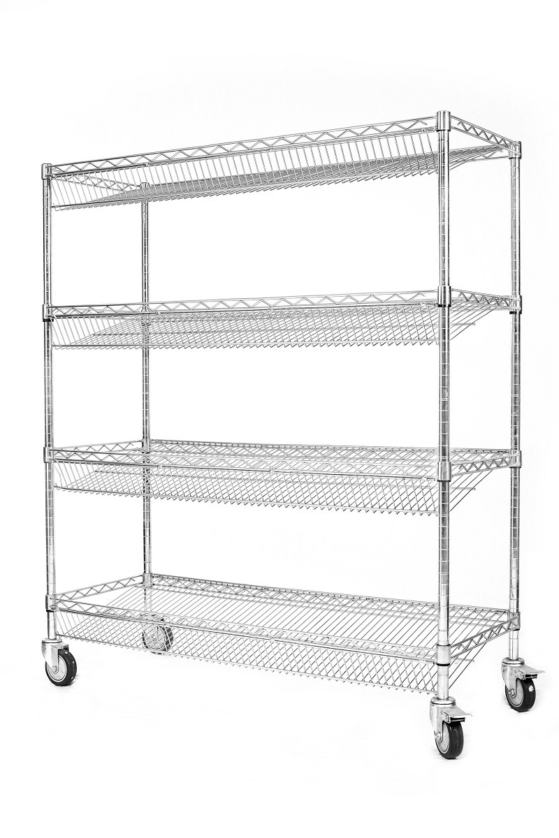 Customized ESD Storage 4 Layers Shelf Trolley Wire Mesh shelving Cart